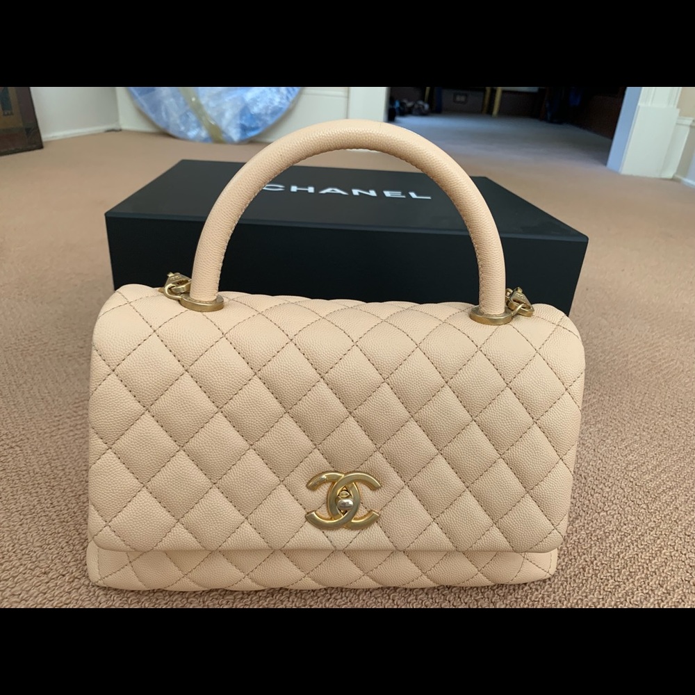 Chanel Coco handle bag, brushed gold hardw…